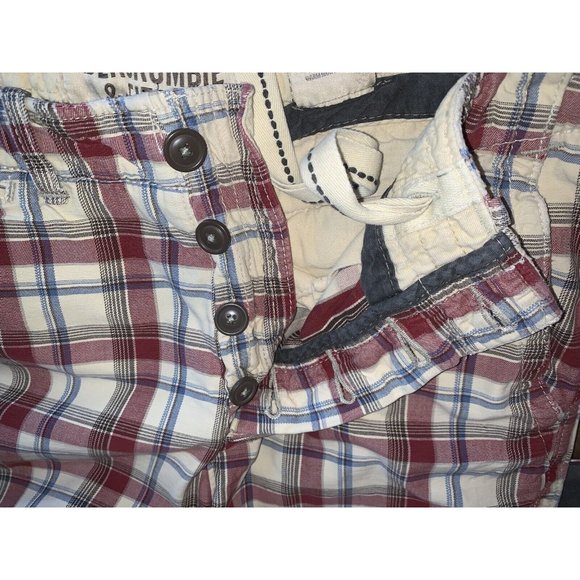 ABERCROMBIE & FITCH Plaid Shorts Sz 30 Button Fly Heavyweight Drawstring EUC - Picture 10 of 10